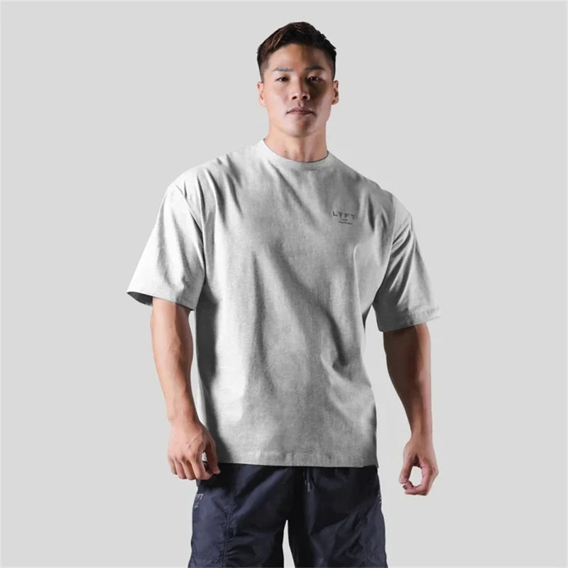 LYFT JP&UK Brand Men T-shirt Casual Gym Short Sleeve 100% Cotton Fitness T Shirt Bodybuilding Workout Print Tees Tops Clothing ATFH