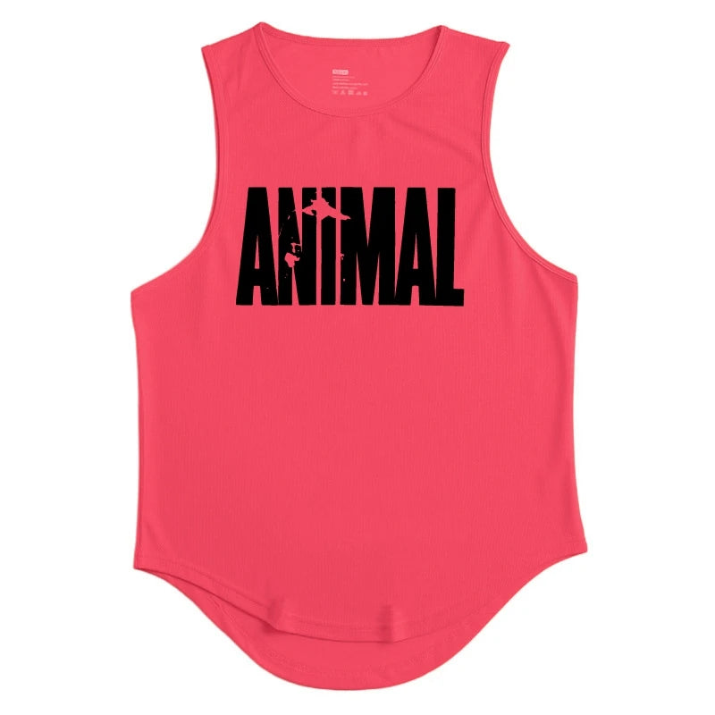 Men's Quick Drying Sleeveless shirt animal Bodybuilding Workout Tank Tops Muscle Fitness Shirts Male Gym Stringer Vest