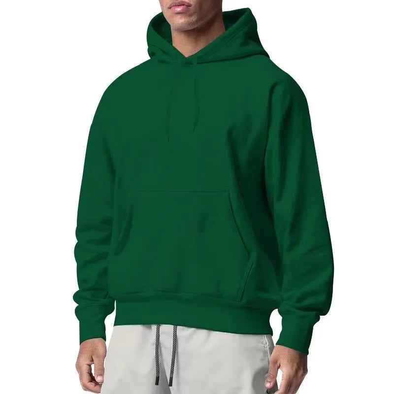Cotton Hooded Sweatshirt, Solid Color Fashion Fit Sweatshirt, Autumn and Winter Fashion Sweatshirt, Suitable for Going Out - ATFH