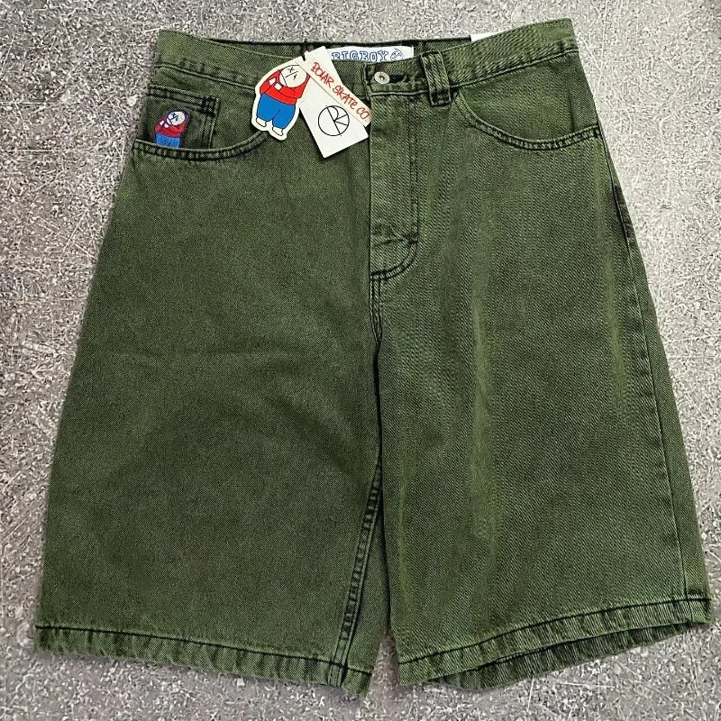 Big Boy Baggy Shorts New Harajuku Hip Hop Cartoon Graphic Embroider  Retro Denim Shorts Y2k Gym Basketball Shorts Women Clothing ATFH