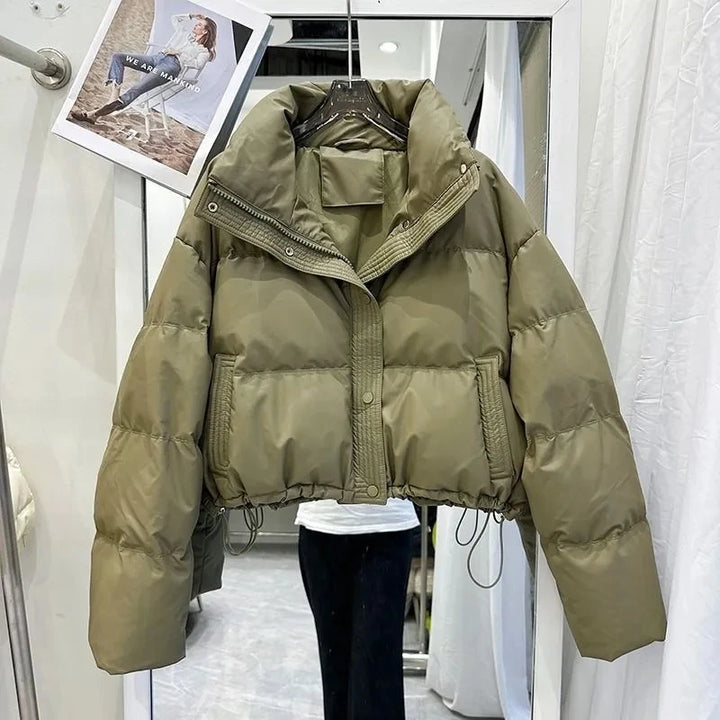 2024 New Women Parkas Winter Warm Loose Puffy Coats Cotton Padded Stand Collar Korean Puffer Jackets Fashion Female Clothes