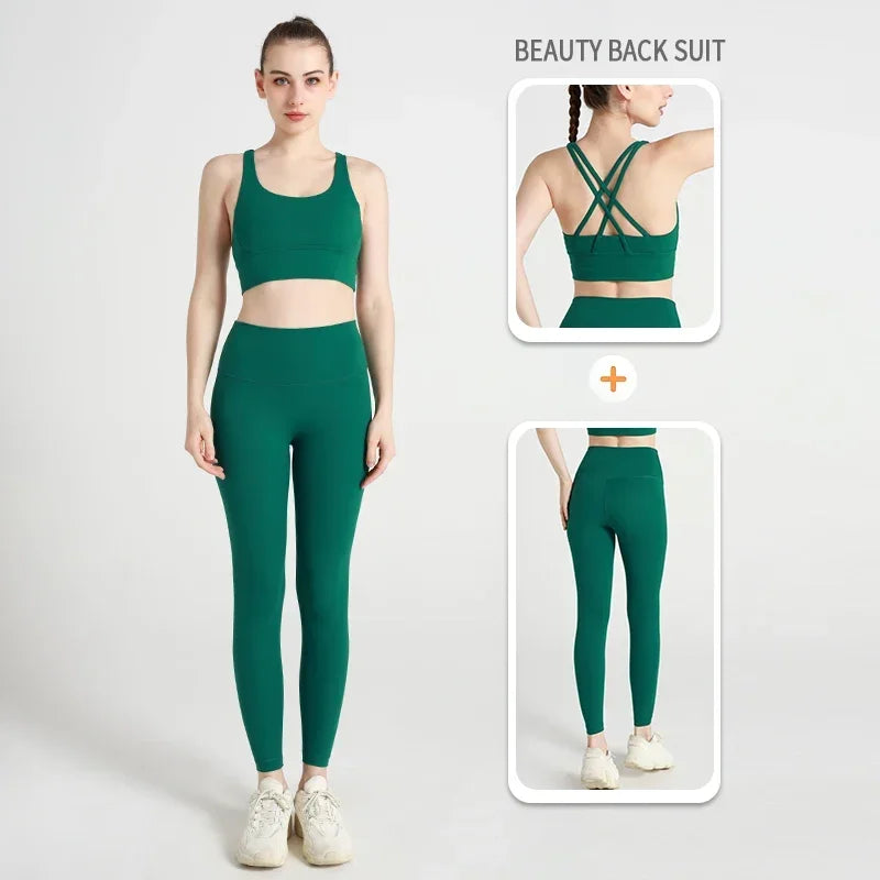 2 Pieces  Women Yoga Set Sport Suit Gymwear Workout Clothes Gym Crop Top High Waist Legging Fitness Bra Set Sports Suit👚👚 - ATFH