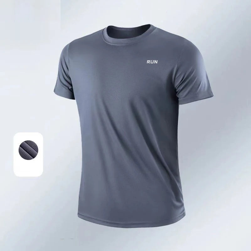 Men Bodybuilding Top Short Sleeve Gym Fitness t-Shirts Man Summer Quick Dry Football Running Shirt Sport Training Jersey Gymwear