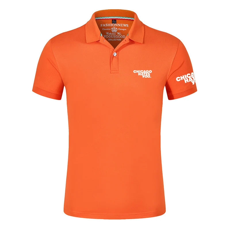 2025 Chicago Hates You Same Men's New Summer Hight Quality Regular Polos T-Shirt Short Sleeves Fashion Casual Lapel Sports Tops