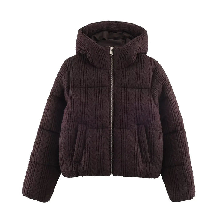 AOMO Women Oversize Thick Knitted Coat 2026 Winter Female Warm Hood Overcoat 6X390-1 ATFH