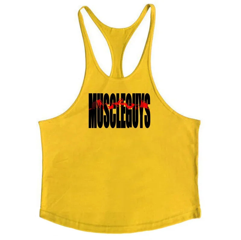 Mens Summer Sport Cotton Loose Stringer Singlet Sexy Casual vest Fitness Workout sleeveless Tank Top for Bodybuilding Training