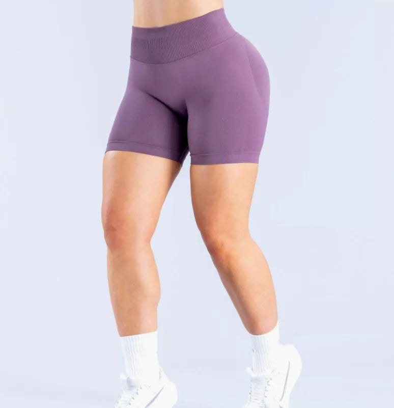 Denyf 4.5" GYM Shorts Low Ribbed Band Yoga Shorts Seamless Scrunch Bum Workout Gym Shorts Booty High Stretch Running Shorts