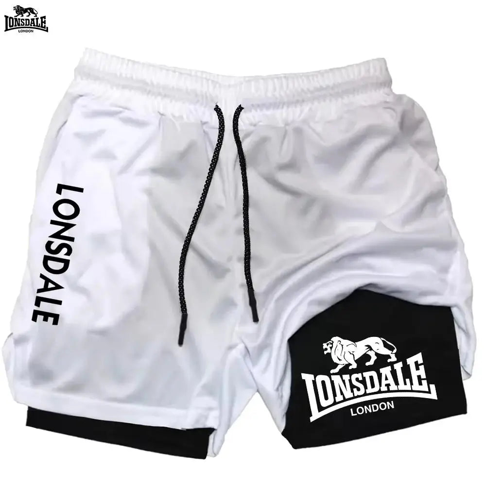 LONSDALE Men's Double Layer Two-in-One Sport Shorts Casual Quick-Drying Breathable Summer Running Clothing Short