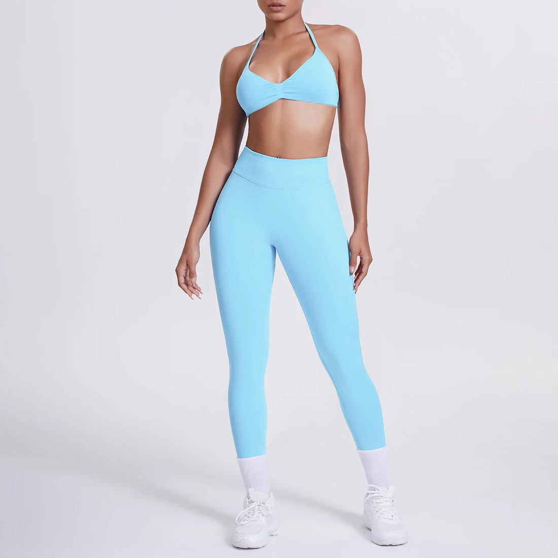 Women 2pcs Patchwork Sport Yoga Suit Training Sleeveless Sport Gym Tops Tummy Control Slimming Booty Leggings Yoga Suit Sports - ATFH
