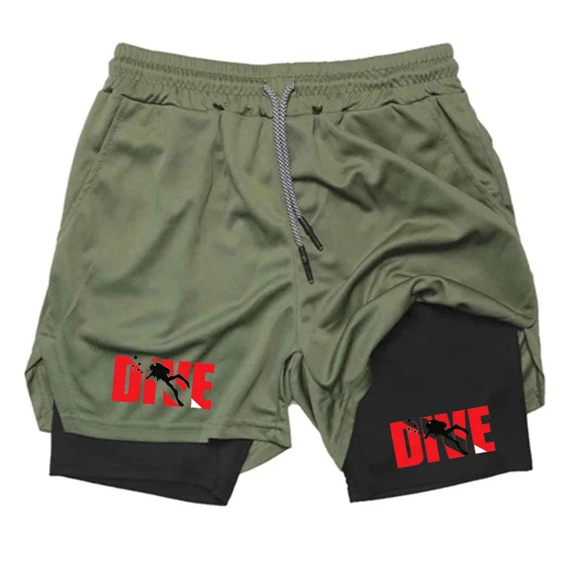 Men Running Shorts 2 In 1 Double-deck Sport Sportswear Gym Fitness Short Pants Training Jogging Bottom Men's Clothing