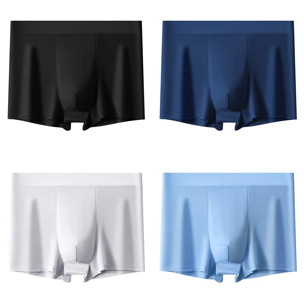 4Pcs Plus Size Underwear Men Sporty Boxers Youth Boxer Shorts Comfortable Breathable Flat Pants Men's Square Panties Briefs Gift
