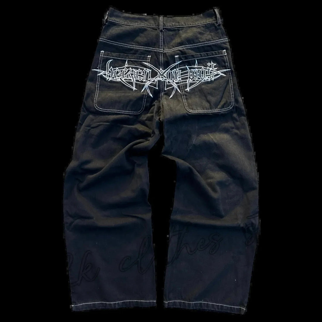 New Baggy Casual Wide Leg Jeans Men Street Retro Hip Hop Print Jeans Trend Fashion Black High-waist Jean Y2k Men Clothing 2023 ATFH