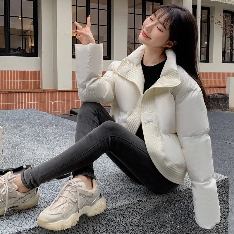 2023 Winter Down Cotton Jacket Women Parka Puffer Jacket Long Sleeve High Waist Coat Y2k Thickened Warm Coat women clothes ATFH