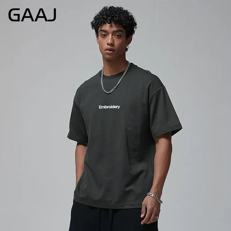 Embroidery Custom Premium T shirt 230gsm 100% Cotton,DIY Customize Text Logo Tee,Dropshipping Fashion Brand Men Women Clothing ATFH
