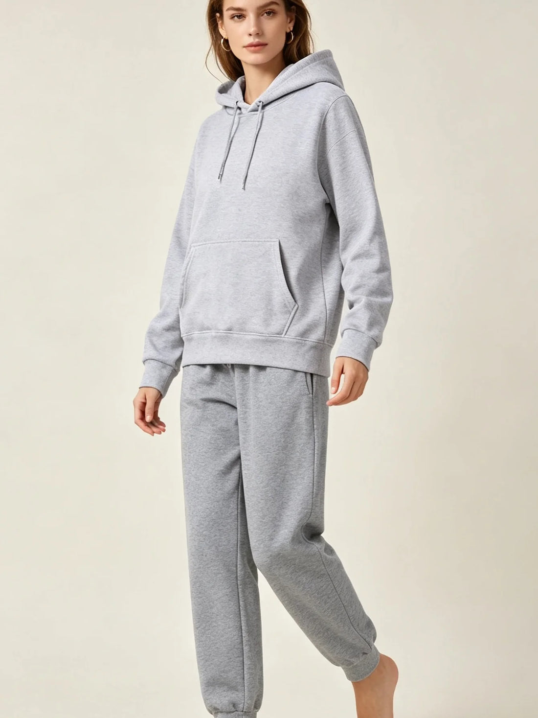 Autumn and Winter Casual Sports Hoodie Set Solid Color Women's Fashion Loose Hoodie Women's Pullover Pants Set