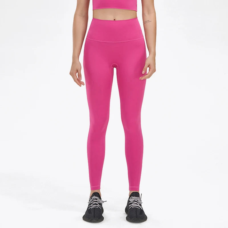 SOISOU Nylon Yoga Pants Gym Leggings Women Girl Fitness Soft Tights High Waist Elastic Breathable No T Line Sports Pants - ATFH