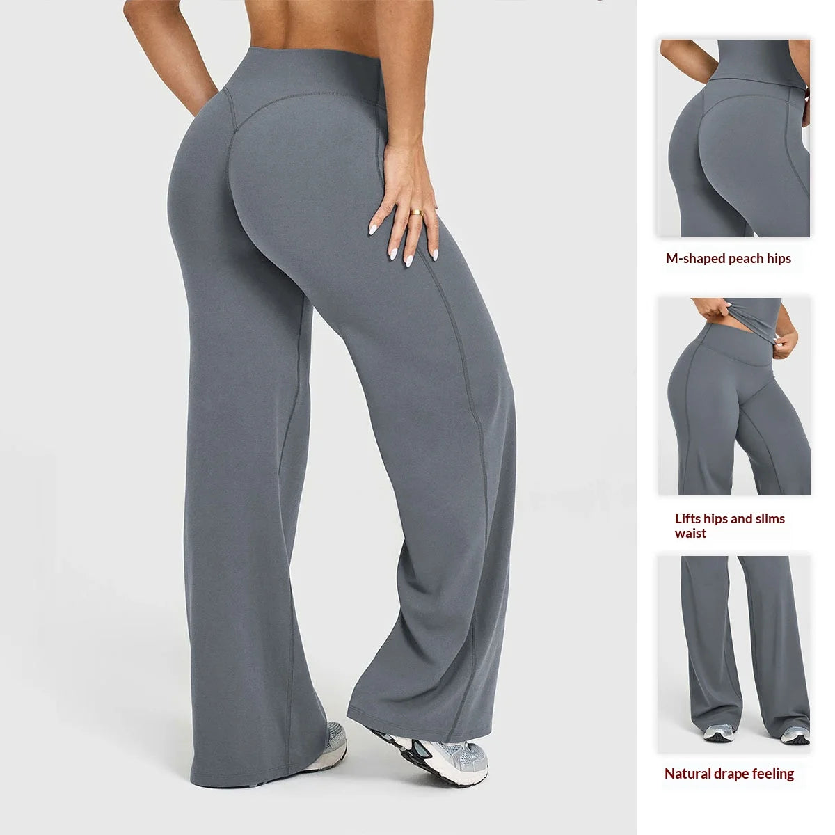High Waisted Straight Leg Yoga Pants for Women, Naked Feeling Butt Lifting Loose Fit Workout Trousers, Slimming Gym Pants ATFH