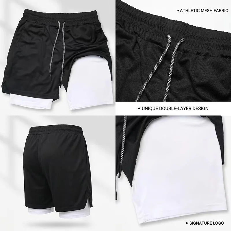Men's Summer UFC GYM Print 2-in-1 Compression Liner Casual Shorts Quick Dry Gym Training Workout Breathable Running Shorts wx241
