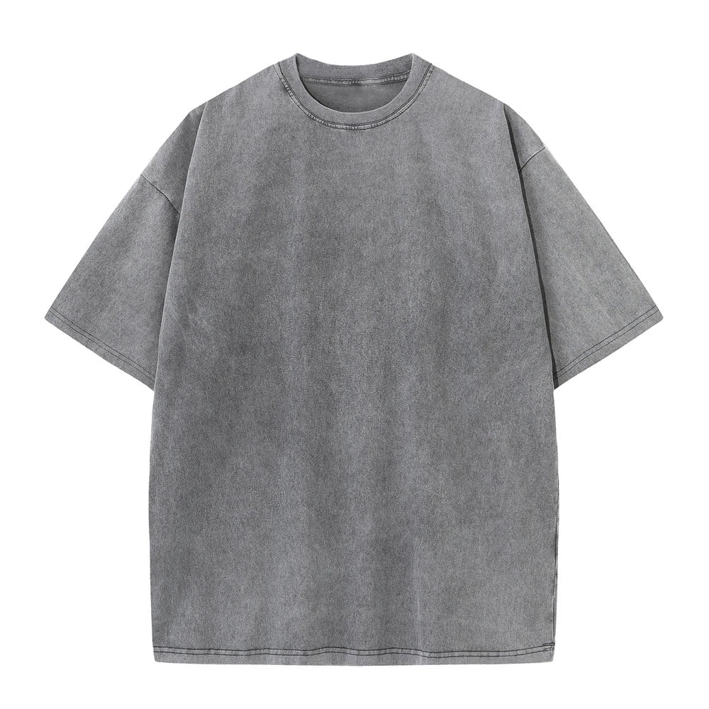 Washed T-Shirt 230G 100Cotton Solid Oversized Loose Fitness Mens Tee Tops Dropped Shoulders Short Sleeve Gym Bodybuilding Shirts ATFH