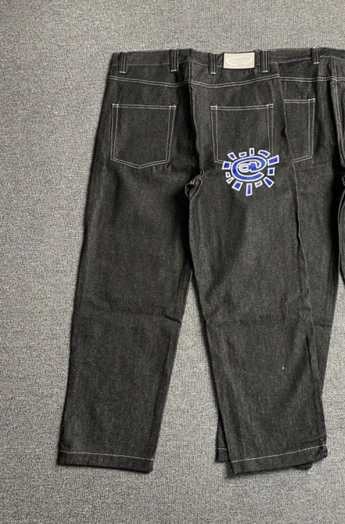 New Always Jeans High quality Printed Embroidery Straight Jeans Black Pants Men Jeans Printing Trend Street Wear AlwaysJeans Men ATFH