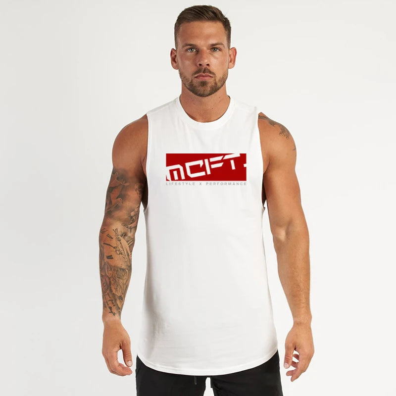 Running Vests Men Summer Cotton Gym Clothing Fitness Tank Top Muscle Bodybuilding Stringer Tank Tops Workout Sleeveless Shirt