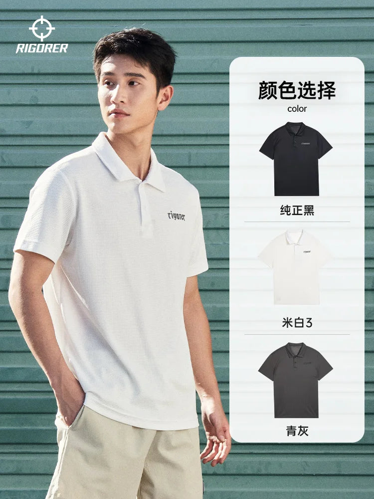 RIGORER Sports Polo Shirt Men's Short-sleeved Lapp T-shirt 2024 Summer New Casual Simple Breathable Base Shirt Sportswear