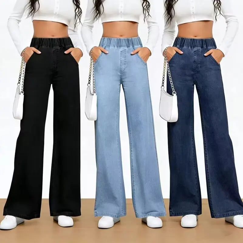 American Style Y2K Deep Blue Bell Bottom Jeans Women's Spring 2026 Slim Fit Bootcut Pants Colorfast Fashion Shorts ATFH