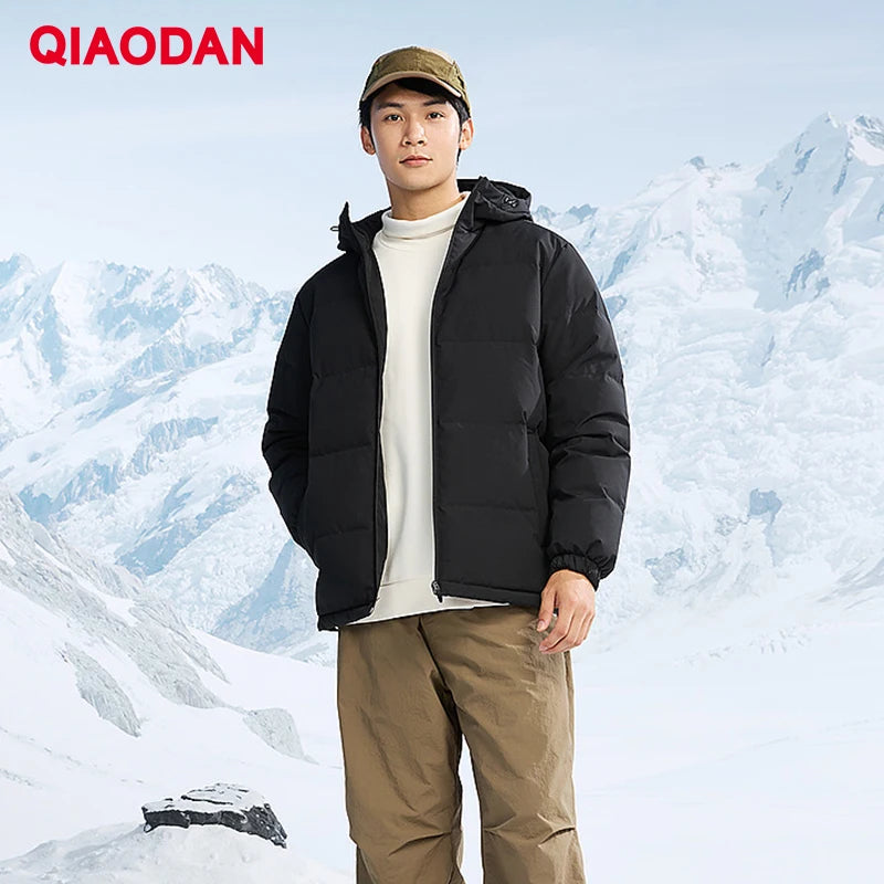 QIAODAN Men's Down Jackets Winter New High Quality Warm Short Coat Fashion Outdoor Windproof Hooded Tops Outerwear QXEGM3244010