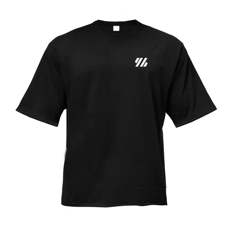 Summer Cotton Loose Oversized Half Sleeve Running T Shirt Men Sports Casual Fitness T-shirts O-neck Gym Clothing Workout Tees ATFH