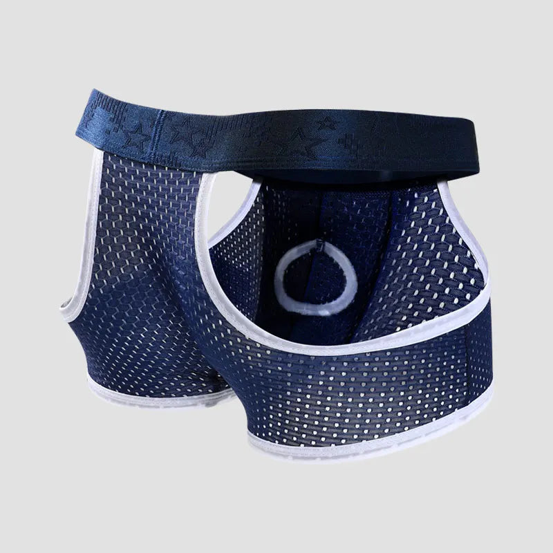 2PCS Men's Ice Silk Gun Bullet Split Panties Square Breathable Mesh Summer Thin Men's Sports Boxer Shorts Toe