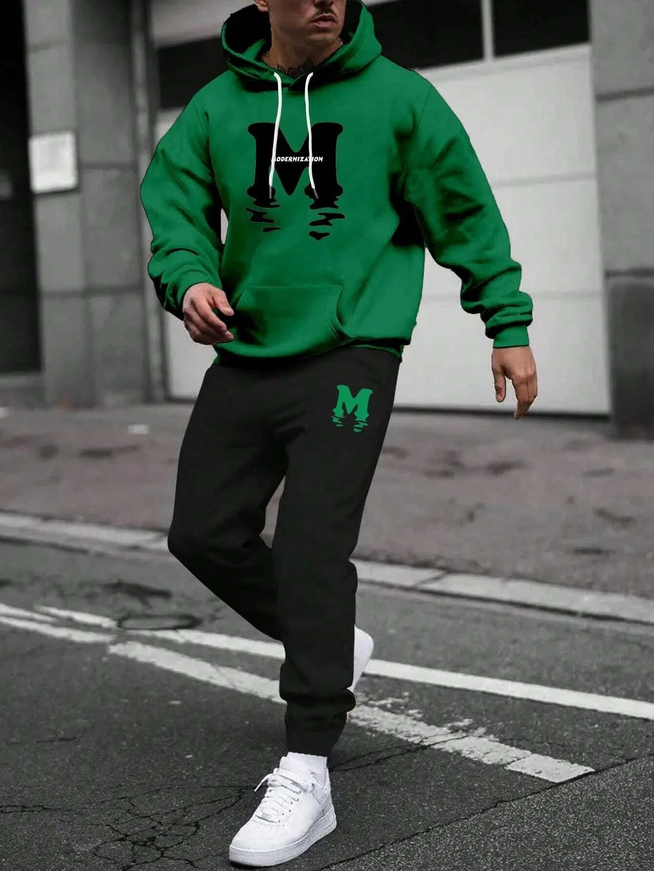 2026 Spring and autumn two-piece men's drawstring women's sports set hooded set quality comfortable casual pullover fashion - ATFH