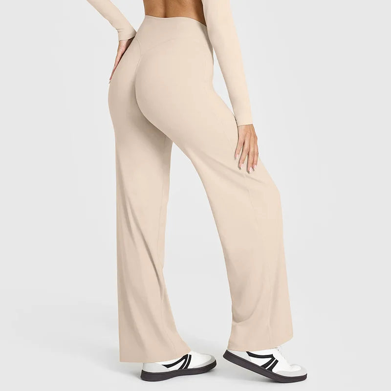 NCLAGEN Sport Trousers SoftMotion Straight-Leg Pants Women's High Waist Yoga Bottoms GYM Naked Feel Pilates Running - ATFH