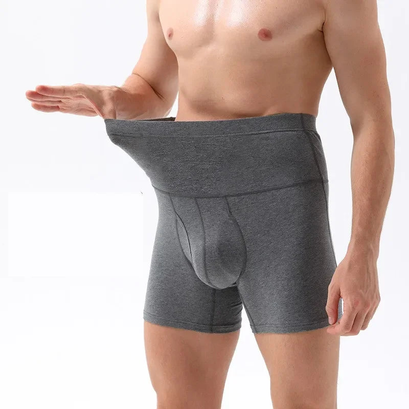High Waist Cotton Boxers Men Abdominal 150KG Sports Bodyshape Panties Plus Size 9XL 8XL Underpants Warm Belly Protection Shorts