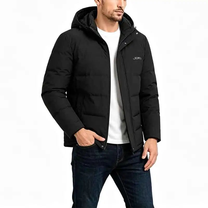 New Style Hooded Parkas Wind Proof Cold Proof Brand Mens Light Weight Parkas Korean Style Simple Jacket Warm Solid Color Coat