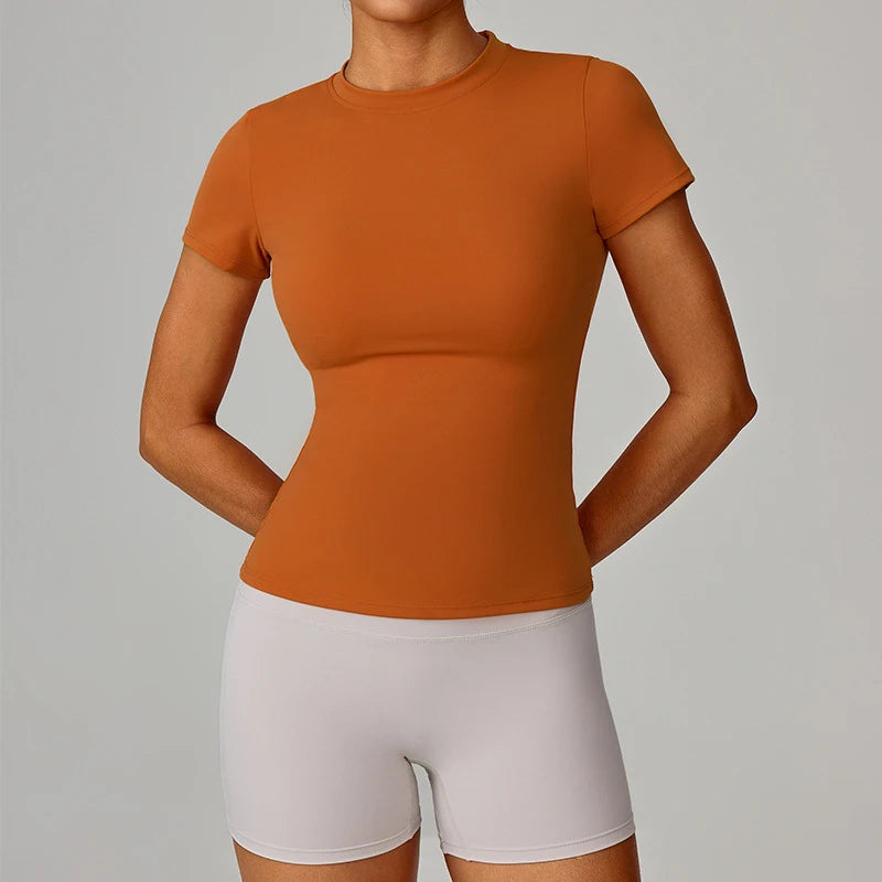 MEXZT Running Sports T Shirts Women GYM Yoga Running Fitness Tops Summer Short Sleeve Breathable Tees Fashion Tight Clothes New - ATFH