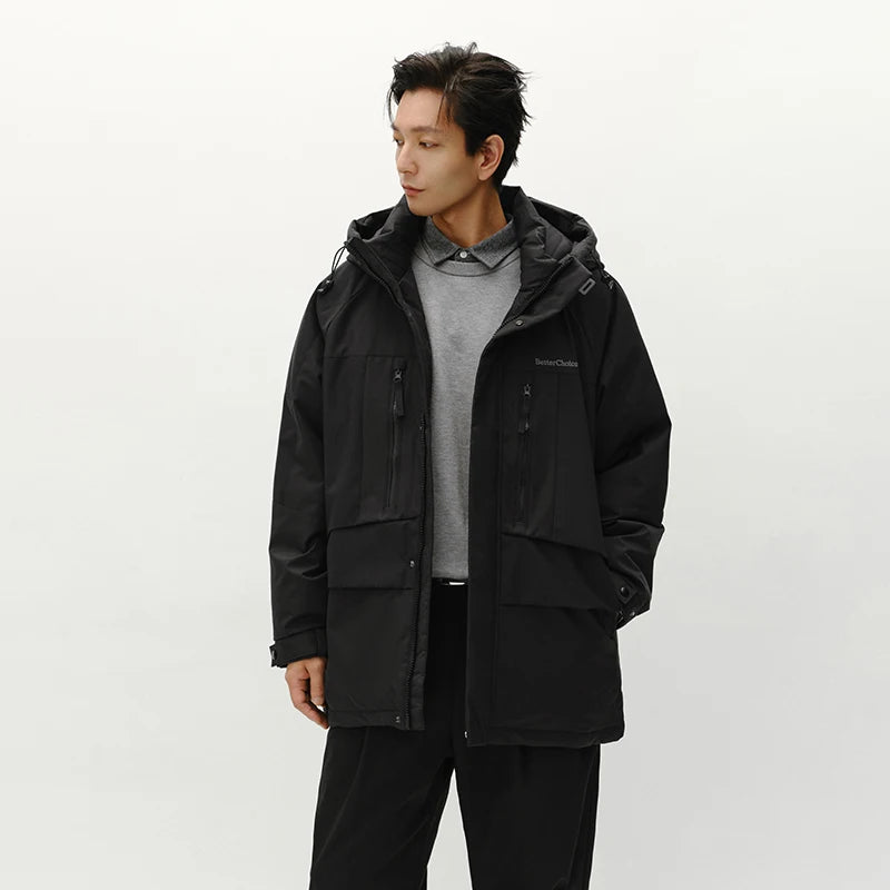 Semir Down Jacket Men Mid-Length Hooded Sport Colorblock 2026 Winter Man Clothes Warm Outerwear Windproof Warm Colorblock Design