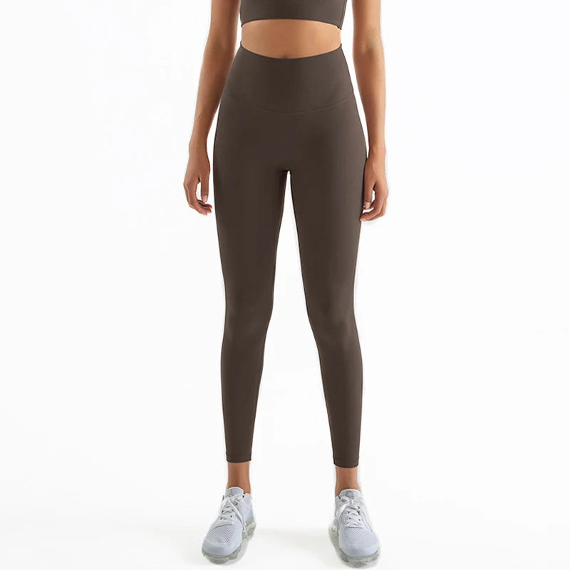 SOISOU Nylon Yoga Gym Leggings Women Girl Fitness Soft Tights High Waist Elastic Breathable No T Line Sports Pants 50 Colors ATFH