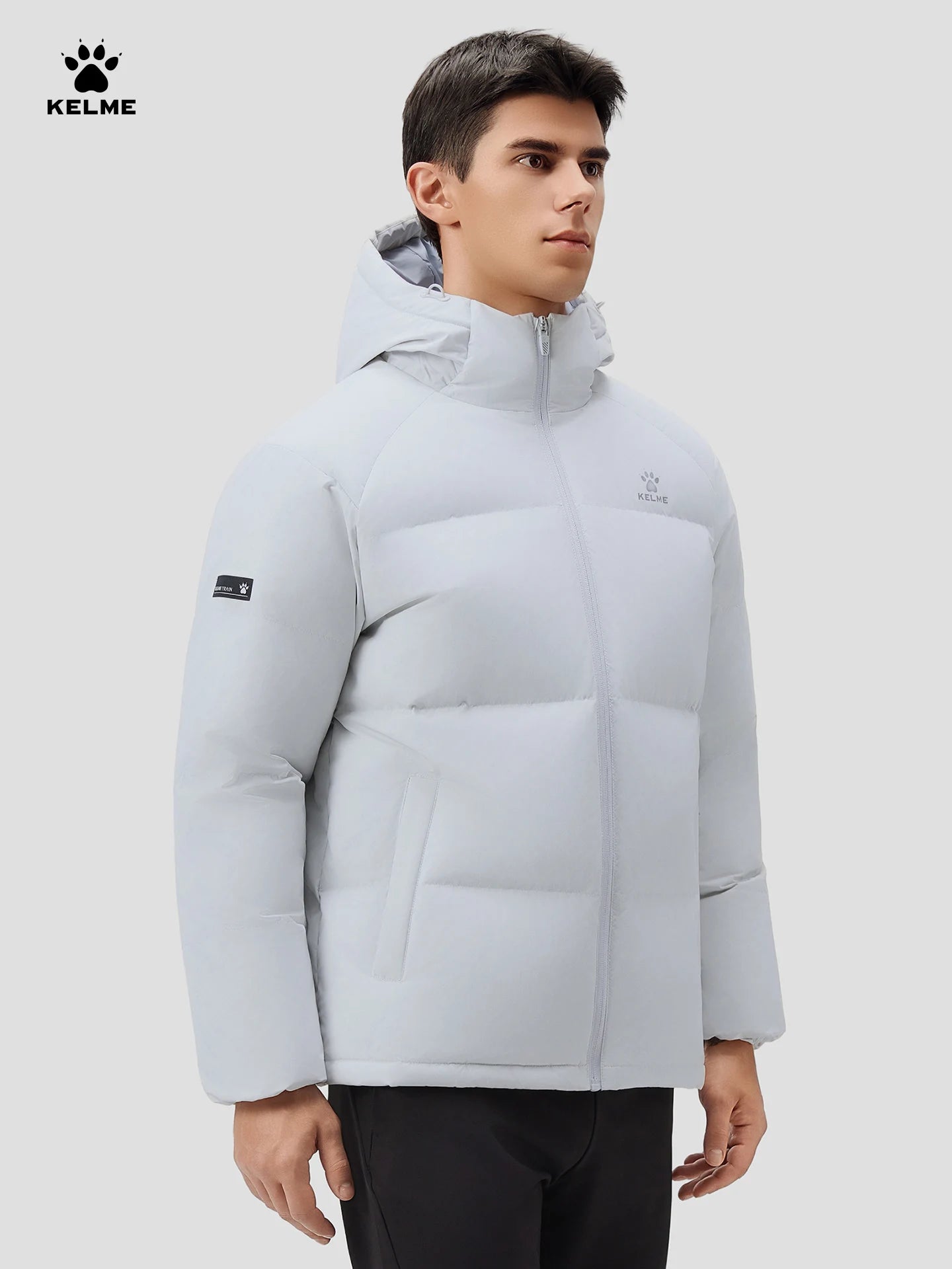 Kelme Men's Outdoor Down Jacket With Graphene Hooded Windbreaker Duck Down Insulated Fashionable Puffer Jacket