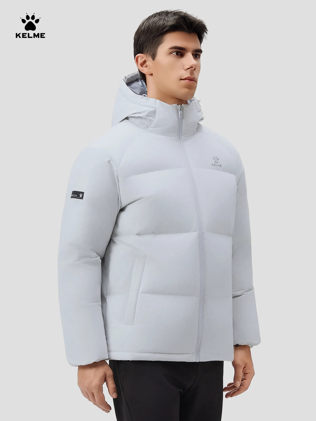 Kelme Men's Outdoor Down Jacket With Graphene Hooded Windbreaker Duck Down Insulated Fashionable Puffer Jacket