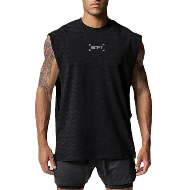 Oversized Mens Tank Top Gym Stringer Vest Fitness Clothing Mesh Quick Dry Bodybuilding Cut Off Sports Sleeveless Undershirt