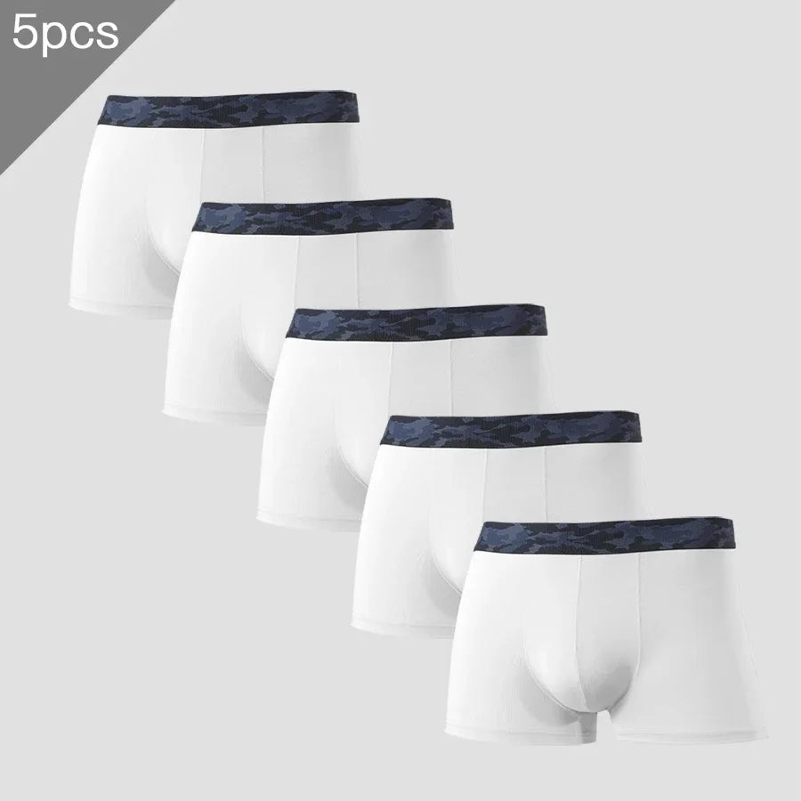 5PCS The men's underwear brand Ice Silk ultra-thin breathable, individual, sexy and trendy four-corner shorts for young people