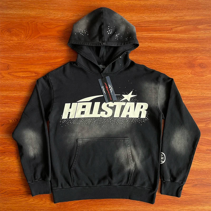 HS  Wash water heavy diamond set casual hoodie - ATFH