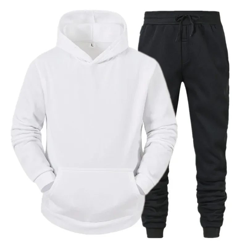 Basic Men/Women 2Pcs/Sets Sweatshirt Hoodies Pants 2024 Male Gyms Fitness Tops Joggers Sportswear Tracksuits ATFH