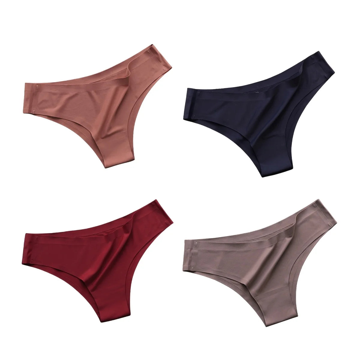 4Pcs/Set Women Ice Silk Panties Low Rise Briefs Soft Brazilian Panties Smooth Underwear Stretch Underpants Sexy Lingerie M-XL