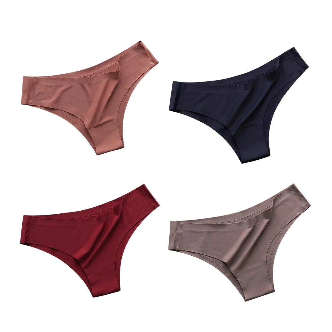 4Pcs/Set Women Ice Silk Panties Low Rise Briefs Soft Brazilian Panties Smooth Underwear Stretch Underpants Sexy Lingerie M-XL