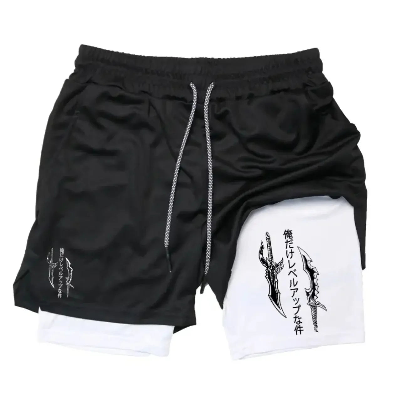 2025 New Summer Anime Pattern Print Adult Double-Layer Fashion Fitness Casual Shorts
