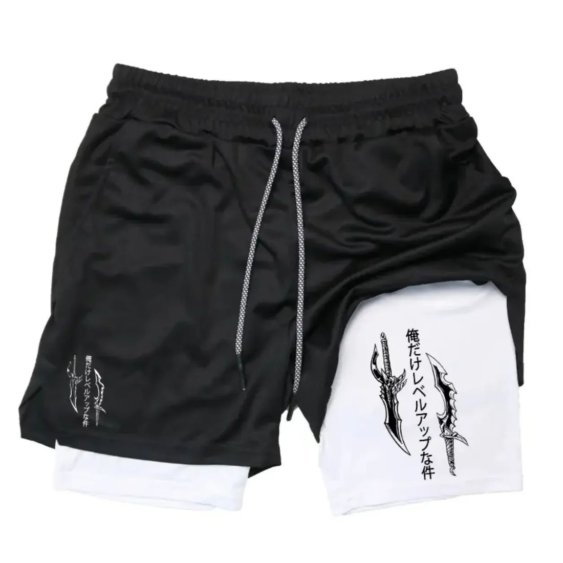 2025 New Summer Anime Pattern Print Adult Double-Layer Fashion Fitness Casual Shorts