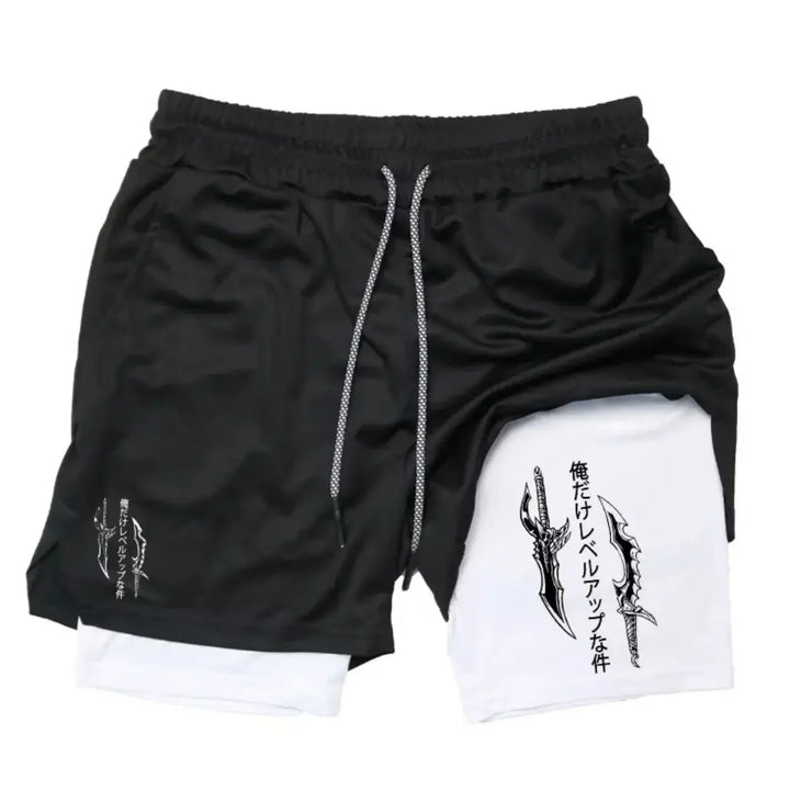 2025 New Summer Anime Pattern Print Adult Double-Layer Fashion Fitness Casual Shorts