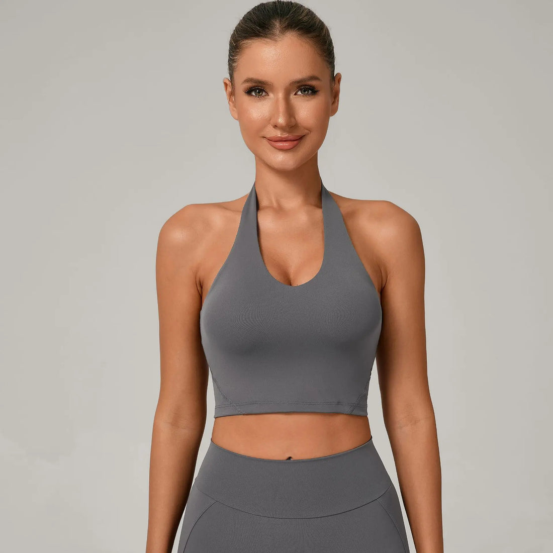 Yoga Top Padding Fitness Shirt Push Up Gym Top Woman Sports Bra Summer Sportswear Women Tracksuit Pilates Clothes Gray Blue Pink - ATFH