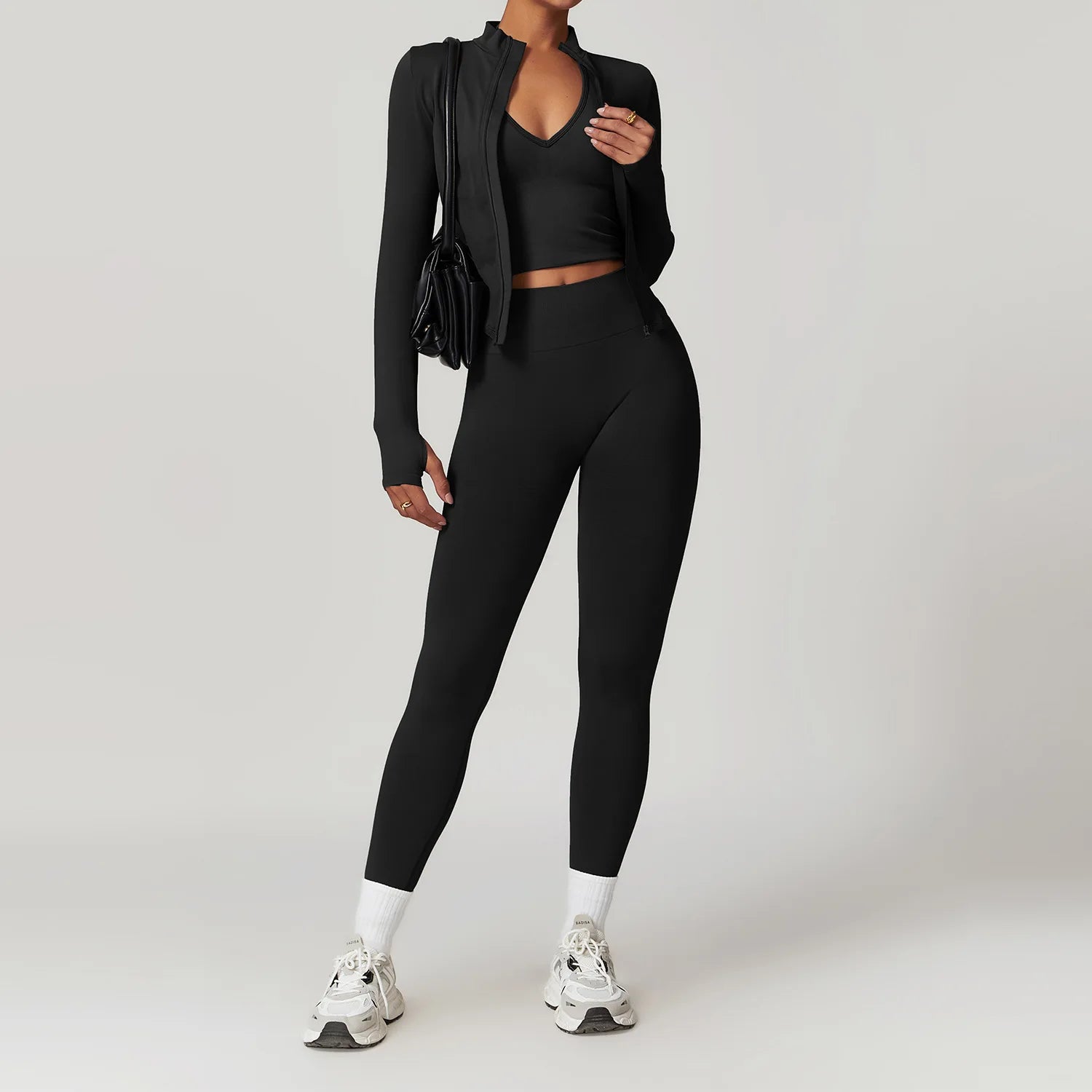 2/3/4PCS Yoga Set Gym Clothes Sportswear Seamless Yoga Suits For Women Fitness Long Sleeved Tracksuits Sports Bra Gym Leggings - ATFH